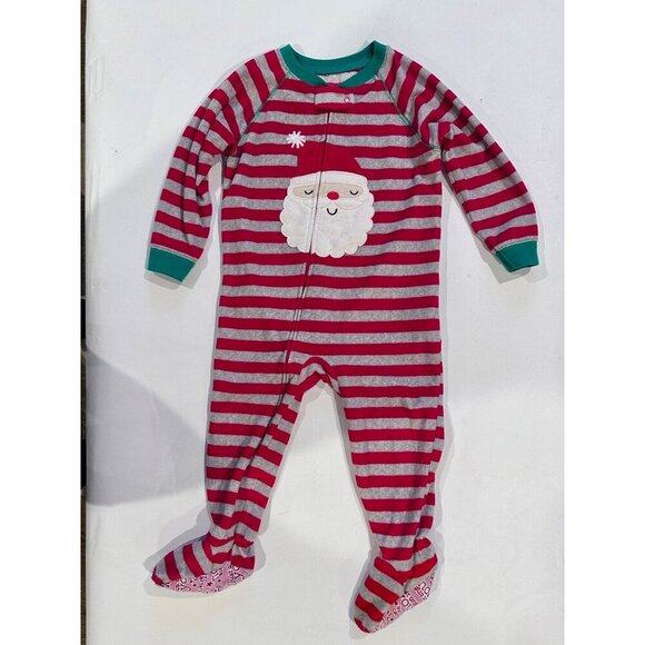 Carters Just One You Fleece Santa Clause Christmas Footed Pajamas Size 2 Toddler - Picture 13 of 16